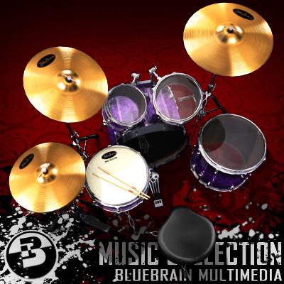 3D Model of Game-ready low polygon drum kit - 3D Render 0